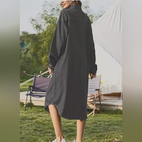 NEW! Toby Heart Ginger Long Shirt Dress Sz S Khaki Bohemian Preppy Lagenlook - Picture 9 of 13